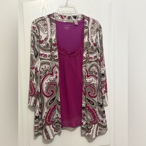 Chico’s Paisley Cardigan Set, Lg-XL